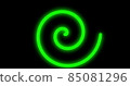 Green hypnotic spiral on black background. Abstract background, neon lines and glow, geometric shape, simple pattern 85081296