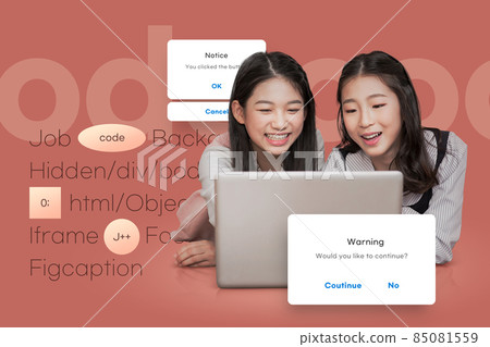 Asian female students learn coding, computer programming Asian female students learn coding, computer programming 85081559