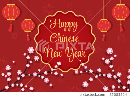Happy Chinese New Year 2022 with Zodiac Cute Tiger and Flower on Red Background for Greeting Card, Calendar or Poster in Flat Design Illustration Happy Chinese New Year 2022 with Zodiac Cute Tiger and Flower on Red Background for Greeting Card, Calendar or Poster in Flat Design Illustration 85083224