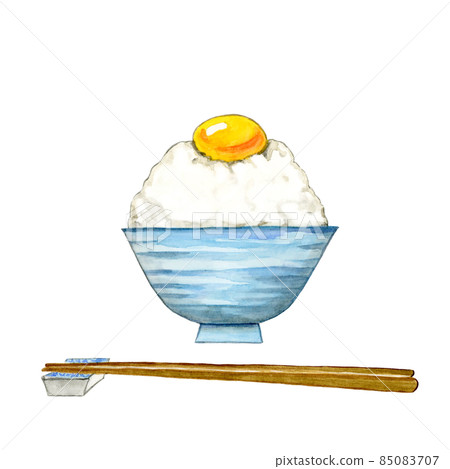 Rice with eggs [Hand-painted watercolor] 85083707