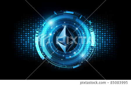 Ethereum digital currency, futuristic digital money, Blue technology worldwide network concept, vector illustration Ethereum digital currency, futuristic digital money, Blue technology worldwide network concept, vector illustration 85083995