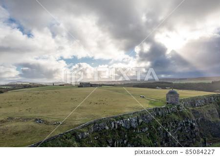 Aerial view of Downhill at the Mussenden Temple in County Londonderry in Northern Ireland 85084227
