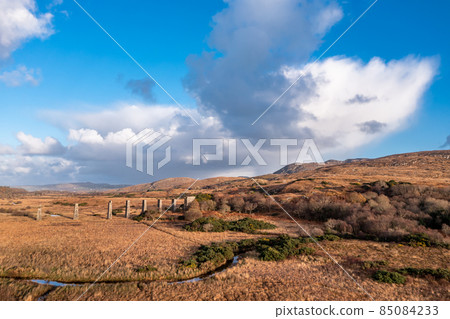 Aerial view of the Owencarrow Railway Viaduct by Creeslough in County Donegal - Ireland 85084233