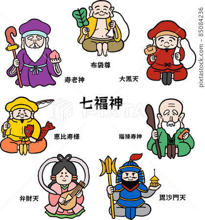 Illustration material set of Seven Lucky Gods 85084236
