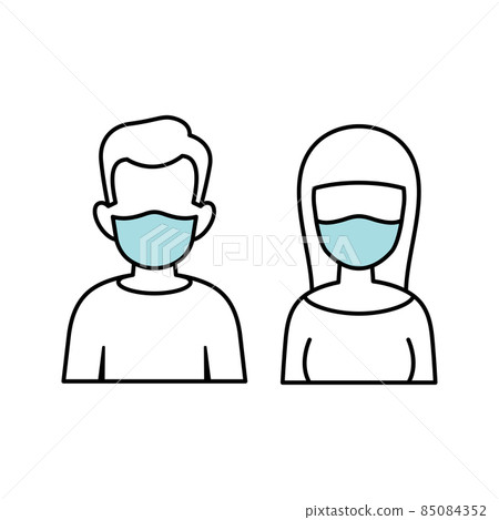 Man and woman are wearing face mask icon 85084352