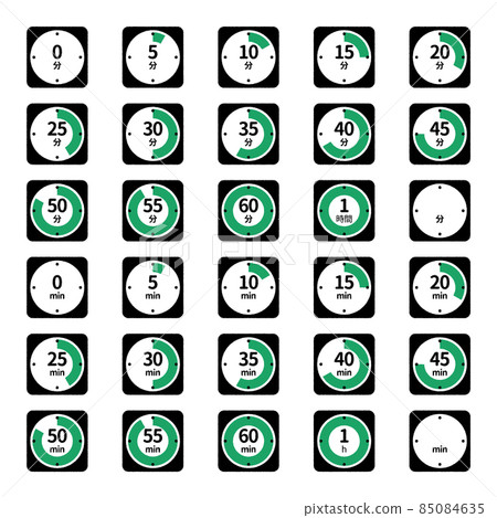 計時器圖標（以 5 分鐘為增量，0-60 分鐘） 85084635