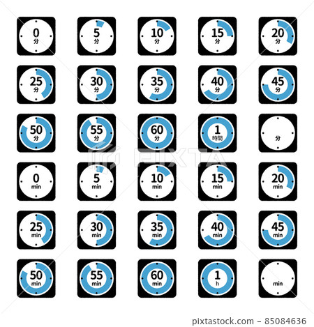 計時器圖標（以 5 分鐘為增量，0-60 分鐘） 85084636