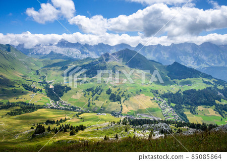 Mountain landscape in The Grand-Bornand, France 85085864