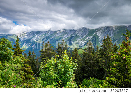 Mountain landscape in The Grand-Bornand, France Mountain landscape in The Grand-Bornand, France 85085867