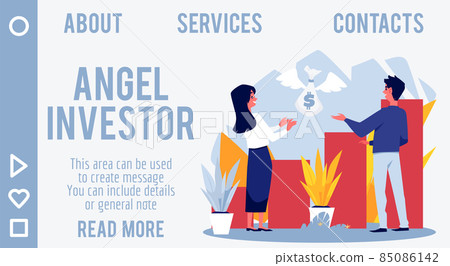 Angel investor website banner or landing page mockup, flat vector illustration. Angel investor website banner or landing page mockup, flat vector illustration. 85086142
