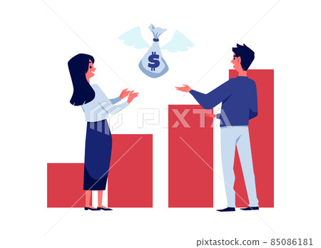 Business people getting money from investor, flat vector illustration isolated. 85086181