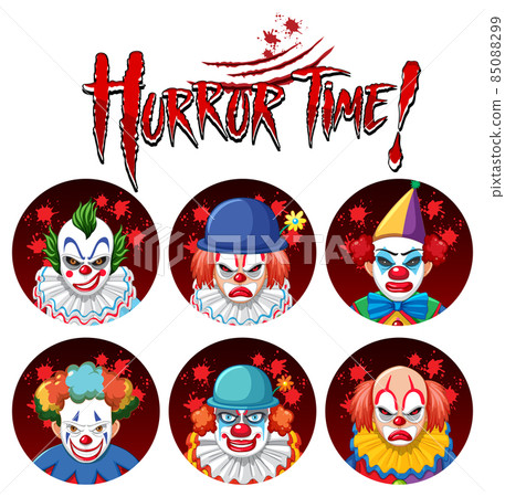 Horror time with different creepy clown characters 85088299