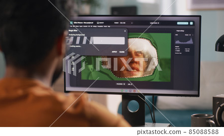 Anonymous man editing cosmonaut picture 85088588