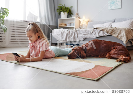 Dog Waiting for Little Girl 85088703