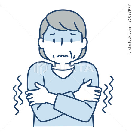 Cold and shivering senior woman 85088977