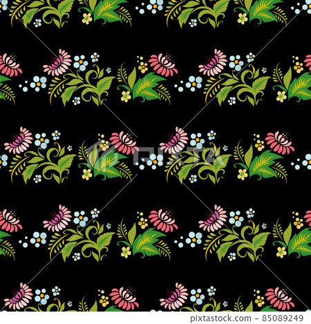 Vector seamless ornament wallpaper, retro floral background in vintage style. Vector illustration 85089249