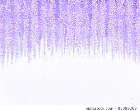 白色日本紙和夢幻般的紫色紫藤花背景 白色日本紙和夢幻般的紫色紫藤花背景 85089269