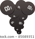 Clouds of dark smoke and CO2 lettering. 85089351