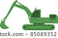 Silhouette of an industrial excavator in green. 85089352