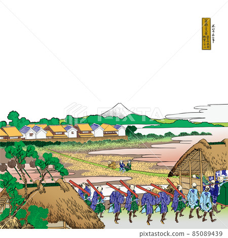 Katsushika Hokusai image Observatory Senju Hanamachi view No Fuji Bright version with title Square white background Katsushika Hokusai image Observatory Senju Hanamachi view No Fuji Bright version with title Square white background 85089439