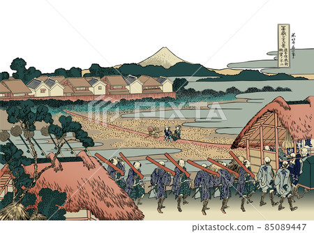 Katsushika Hokusai 圖像 Sousenju Hanamachi 視圖 Nofuji 白色背景與標題 Katsushika Hokusai 圖像 Sousenju Hanamachi 視圖 Nofuji 白色背景與標題 85089447