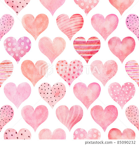 Watercolor seamless pattern with hearts... - Stock Illustration ...