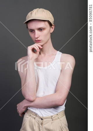 Portrait of a young attractive man. Androgyn model. Portrait of a young attractive man. Androgyn model. 85090781