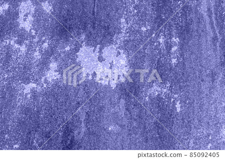 Rusted painted metal wall corrosion with streaks of rust in very peri trendy color of the year 2022. Rusted painted metal wall corrosion with streaks of rust in very peri trendy color of the year 2022. 85092405