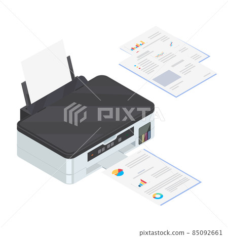 Color inkjet printer at work isometric icon Color inkjet printer at work isometric icon 85092661