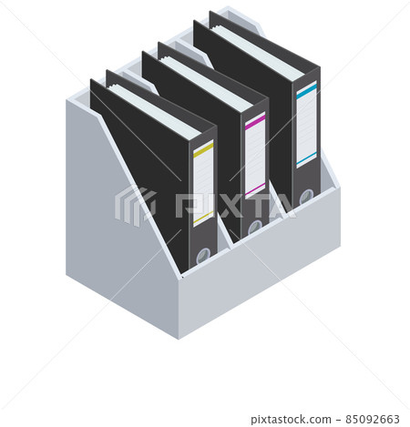 Folders binder with documents. Isometric flat vector illustration Folders binder with documents. Isometric flat vector illustration 85092663