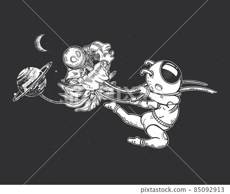 Astronaut, flower and planet. Space illustration. Gymnastics 85092913