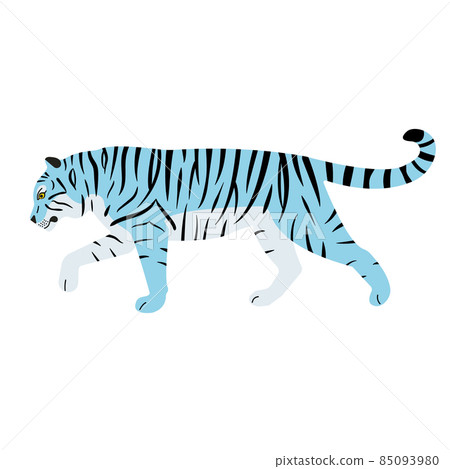 Vector flat hand drawn blue tiger 85093980