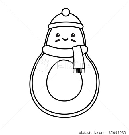 Vector flat outline Christmas avocado 85093983