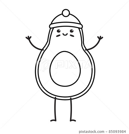 Vector flat outline Christmas avocado 85093984