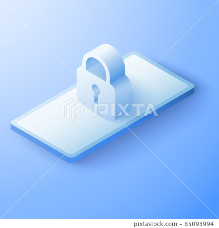3D Mobile with padlock security concept. Digital technology data protection. Vector art illustration background 3D Mobile with padlock security concept. Digital technology data protection. Vector art illustration background 85093994