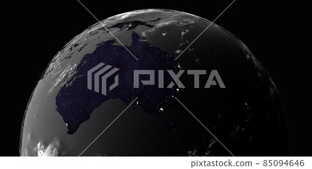 3DCG of the lights of the city of the earth at midnight 3DCG of the lights of the city of the earth at midnight 85094646