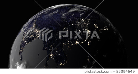 地球之城午夜燈光的3DCG 85094649
