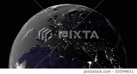 3DCG of the lights of the city of the earth at midnight 3DCG of the lights of the city of the earth at midnight 85094651