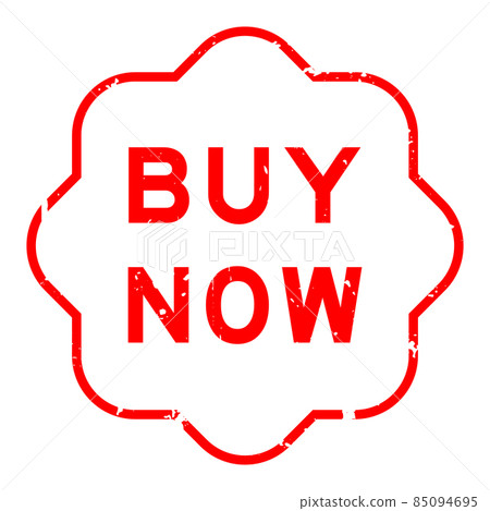 Grunge red buy now word rubber seal stamp on white background 85094695
