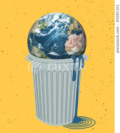 Air and water pollution. Contemporary art collage, modern creative design. Idea, inspiration, saving environment, care, global warming Air and water pollution. Contemporary art collage, modern creative design. Idea, inspiration, saving environment, care, global warming 85095101