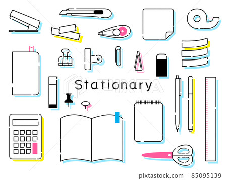 Stationery set line drawing illustration 85095139