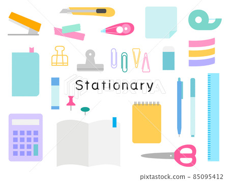 Stationery set colorful illustration 85095412