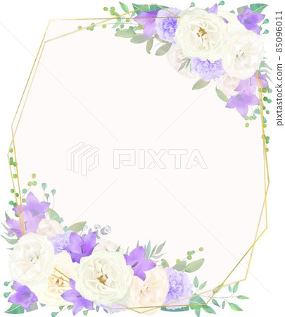 Bordr of purple lilac flowers and white frame for text and invitation. Top  view Stock Photo - Alamy