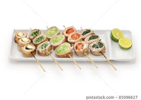 Pork rose vegetable skewers 85096627