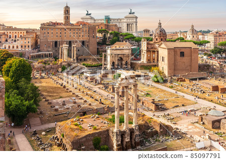 Temple of Castor and Pollux and other landmarks of the Roman forum, Italy Temple of Castor and Pollux and other landmarks of the Roman forum, Italy 85097791
