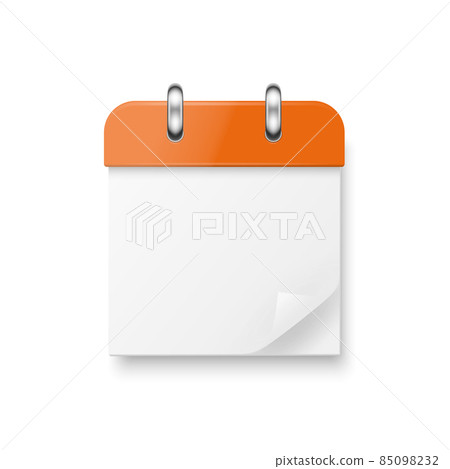 Vector 3d Orange Modern Simple Minimalistic Realistic Calendar Icon Isolated. New Year, Holiday Eve Concept. Design Template of Paper Calendar. Square Calendar with Folded Paper Corenr of Sheet Vector 3d Orange Modern Simple Minimalistic Realistic Calendar Icon Isolated. New Year, Holiday Eve Concept. Design Template of Paper Calendar. Square Calendar with Folded Paper Corenr of Sheet 85098232