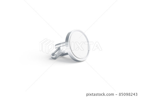 Blank round silver cufflinks toggle mockup lying, side view Blank round silver cufflinks toggle mockup lying, side view 85098243