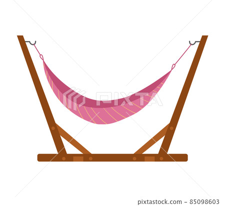 Canvas hammock garden or beach furniture, flat vector illustration isolated. 85098603
