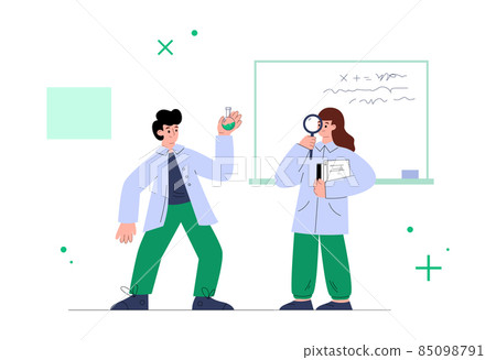 Laboratory bioengineering and biochemical research vector illustration isolated. 85098791