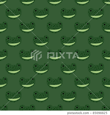 Frog pattern seamless in freehand style. Head predator on colorful background. Vector illustration for textile. Frog pattern seamless in freehand style. Head predator on colorful background. Vector illustration for textile. 85098825